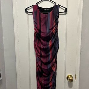 Printed ruched tulle dress